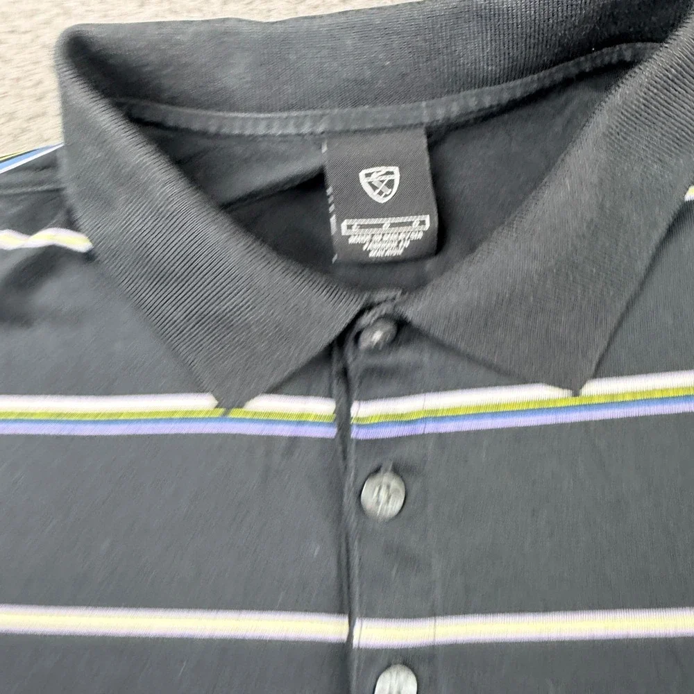 Nike Golf Men's L Large Black Striped Short‎ Sleeve Polo Shirt RN 56323